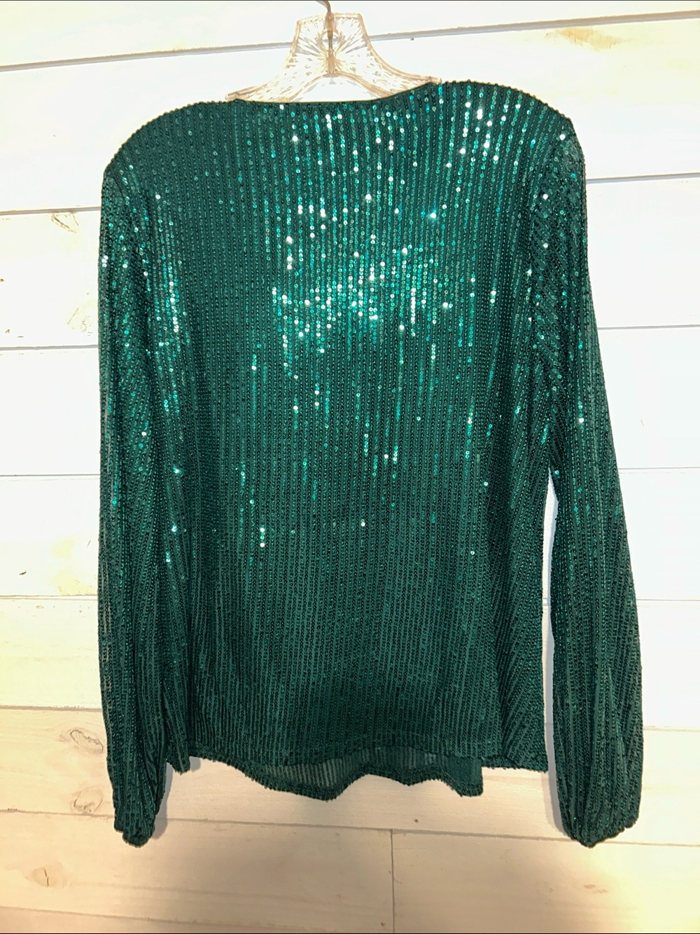 Andree Emerald Sequin Pullover Top - Picture 6 of 6